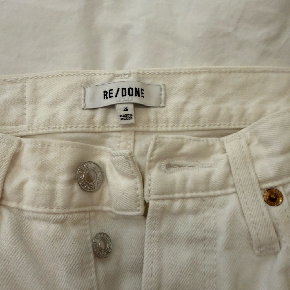 Re/Done High Rise Loose Ripped White Jeans - Picture 6 of 11